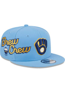 New Era Milwaukee Brewers Light Blue Side Logo 9FIFTY Mens Snapback Hat