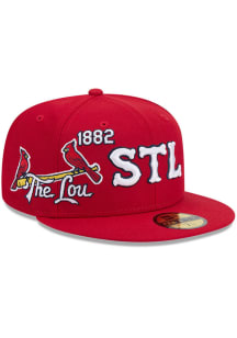 New Era St Louis Cardinals Mens Red Side Logo 59FIFTY Fitted Hat