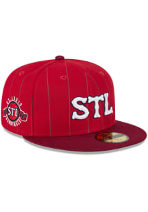 New Era St Louis Cardinals Mens Red Throwback 2T Pinstripe 59FIFTY Classic Fitted Hat