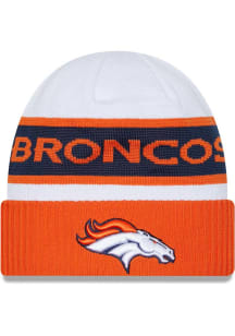 New Era Denver Broncos White 2023 Sideline Tech Cuff Mens Knit Hat