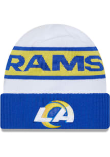 New Era Los Angeles Rams White 2023 Sideline Tech Cuff Mens Knit Hat