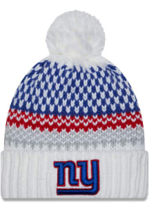 New Era New York Giants White 2023 Sideline W Cuff Pom Womens Knit Hat