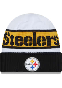 New Era Pittsburgh Steelers White 2023 Sideline Tech Cuff Mens Knit Hat