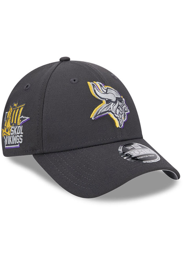 New Era Minnesota Vikings 2024 NFL Draft Stretch 9FORTY Adjustable Hat Graphite