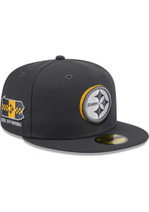 New Era Pittsburgh Steelers Mens Grey 2024 NFL Draft 59FIFTY Fitted Hat