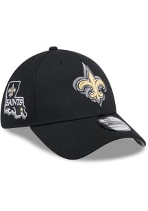 New Era New Orleans Saints Mens Black 2024 NFL Draft 39THIRTY Flex Hat