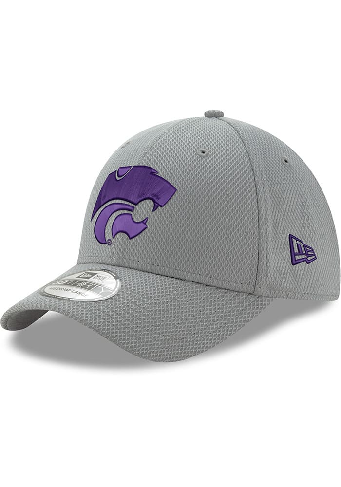 New Era K-State Wildcats Mens Grey Purple Powercat Diamond Era 39THIRTY Flex Hat