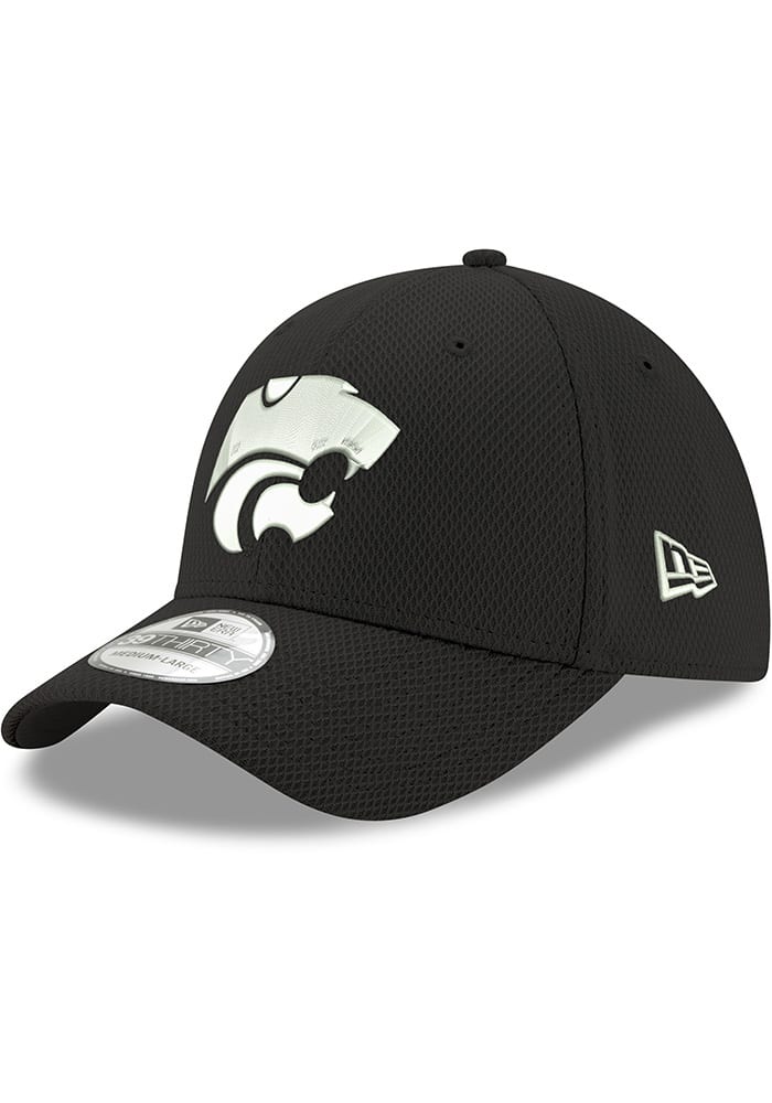 New Era K-State Wildcats Mens Black White Powercat Diamond Era 39THIRTY Flex Hat