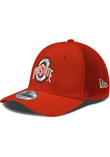 New Era Ohio State Buckeyes Mens Red Primary Logo Red Mesh Neo 39THIRTY Flex Hat