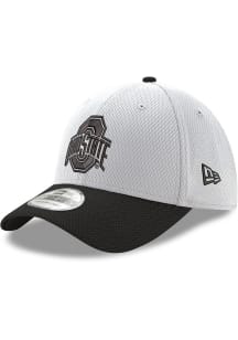New Era Ohio State Buckeyes Mens White 2T Black Primary Logo Diamond Era 39THIRTY Flex Hat