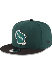 New Era Milwaukee Bucks Green State Logo 2T Basic 9FIFTY Mens Snapback Hat