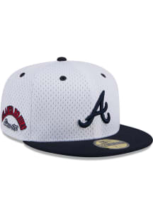 New Era Atlanta Braves Mens White Throwback Jersey Mesh 2T 59FIFTY Fitted Hat