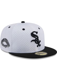 New Era Chicago White Sox Mens White Throwback Jersey Mesh 2T 59FIFTY Fitted Hat