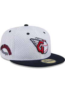 New Era Cleveland Guardians Mens White Throwback Jersey Mesh 2T 59FIFTY Fitted Hat