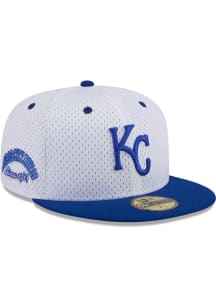 New Era Kansas City Royals Mens White Throwback Jersey Mesh 2T 59FIFTY Fitted Hat