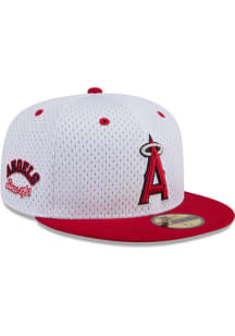 New Era Los Angeles Angels Mens White Throwback Jersey Mesh 2T 59FIFTY Fitted Hat