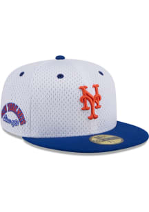 New Era New York Mets Mens White Throwback Jersey Mesh 2T 59FIFTY Fitted Hat