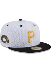 New Era Pittsburgh Pirates Mens White Throwback Jersey Mesh 2T 59FIFTY Fitted Hat