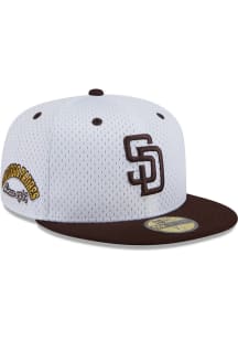 New Era San Diego Padres Mens White Throwback Jersey Mesh 2T 59FIFTY Fitted Hat