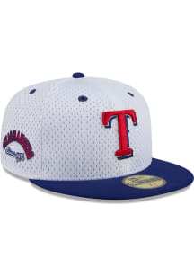 New Era Texas Rangers Mens White Throwback Jersey Mesh 2T 59FIFTY Fitted Hat