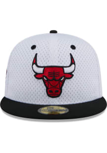 New Era Chicago Bulls Mens White Throwback Jersey Mesh 2T 59FIFTY Fitted Hat
