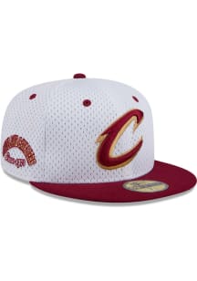 New Era Cleveland Cavaliers Mens White Throwback Jersey Mesh 2T 59FIFTY Fitted Hat