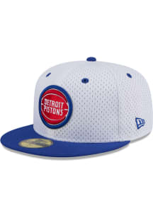 New Era Detroit Pistons Mens White Throwback Jersey Mesh 2T 59FIFTY Fitted Hat