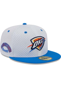 New Era Oklahoma City Thunder Mens White Throwback Jersey Mesh 2T 59FIFTY Fitted Hat