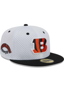 New Era Cincinnati Bengals Mens White Throwback Jersey Mesh 2T 59FIFTY Fitted Hat