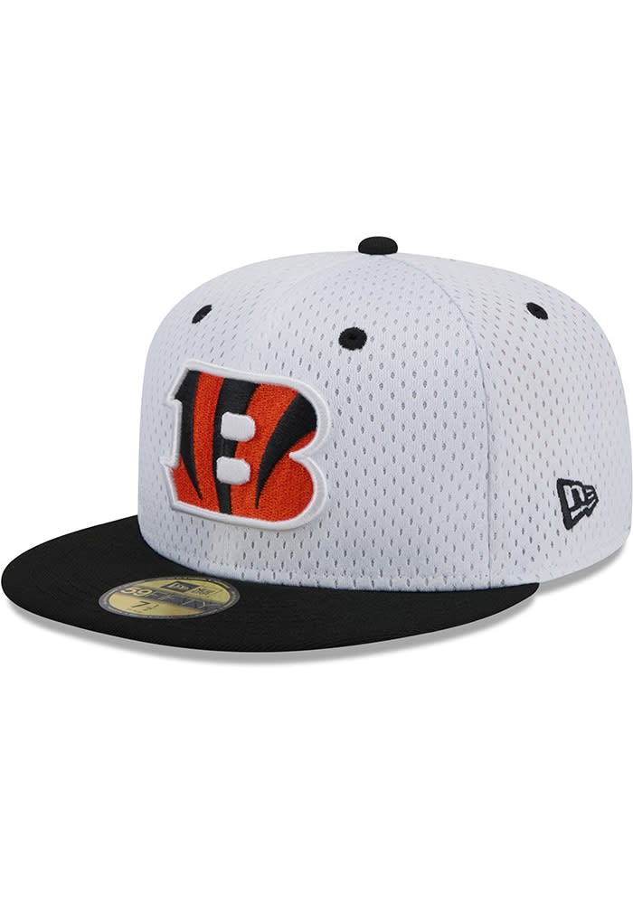 New Era Cincinnati Bengals Mens White Throwback Jersey Mesh 2T 59FIFTY Fitted Hat