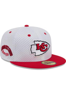 New Era Kansas City Chiefs Mens White Throwback Jersey Mesh 2T 59FIFTY Fitted Hat