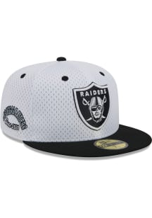 New Era Las Vegas Raiders Mens White Throwback Jersey Mesh 2T 59FIFTY Fitted Hat