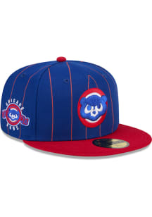 New Era Chicago Cubs Mens Blue Throwback 2T Pinstripe 59FIFTY Fitted Hat