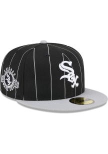 New Era Chicago White Sox Mens Black Throwback 2T Pinstripe 59FIFTY Fitted Hat