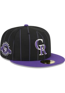 New Era Colorado Rockies Mens Black Throwback 2T Pinstripe 59FIFTY Fitted Hat