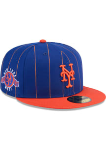 New Era New York Mets Mens Blue Throwback 2T Pinstripe 59FIFTY Fitted Hat