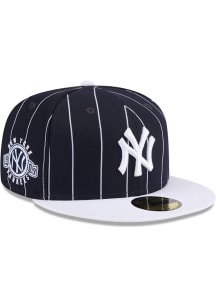 New Era New York Yankees Mens Navy Blue Throwback 2T Pinstripe 59FIFTY Fitted Hat