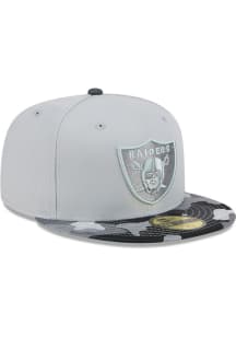 New Era Las Vegas Raiders Mens Grey Active Training Camo Visor 59FIFTY Fitted Hat