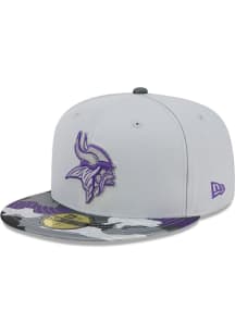 New Era Minnesota Vikings Mens Grey Active Training Camo Visor 59FIFTY Fitted Hat