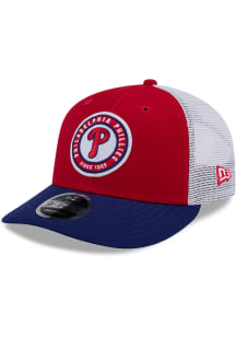 New Era Philadelphia Phillies Throwback 3T Circular Trucker LP 9FIFTY Adjustable Hat - Red