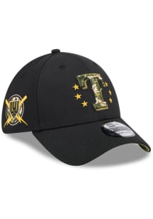 New Era Texas Rangers Mens Black 2024 Armed Forces Day 39THIRTY Flex Hat