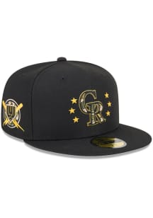 New Era Colorado Rockies Mens Black 2024 Armed Forces Day 59FIFTY Fitted Hat