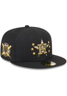 New Era Houston Astros Mens Black 2024 Armed Forces Day 59FIFTY Fitted Hat