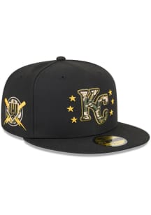 New Era Kansas City Royals Mens Black 2024 Armed Forces Day 59FIFTY Fitted Hat