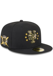 New Era New York Mets Mens Black 2024 Armed Forces Day 59FIFTY Fitted Hat