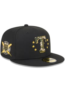 New Era Texas Rangers Mens Black 2024 Armed Forces Day 59FIFTY Fitted Hat