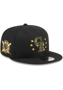New Era Colorado Rockies Black 2024 Armed Forces Day 9FIFTY Mens Snapback Hat