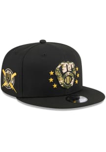 New Era Milwaukee Brewers Black 2024 Armed Forces Day 9FIFTY Mens Snapback Hat
