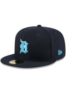 New Era Detroit Tigers Mens Navy Blue 2024 Fathers Day 59FIFTY Fitted Hat