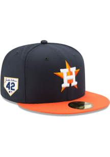 New Era Houston Astros Mens Navy Blue 2024 Jackie Robinson Day 59FIFTY Fitted Hat